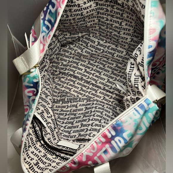 JUICY COUTURE WEEKENDER BAG WHITE, MULTICOLOR LOGO DUFFLE BAG - Picture 7 of 11